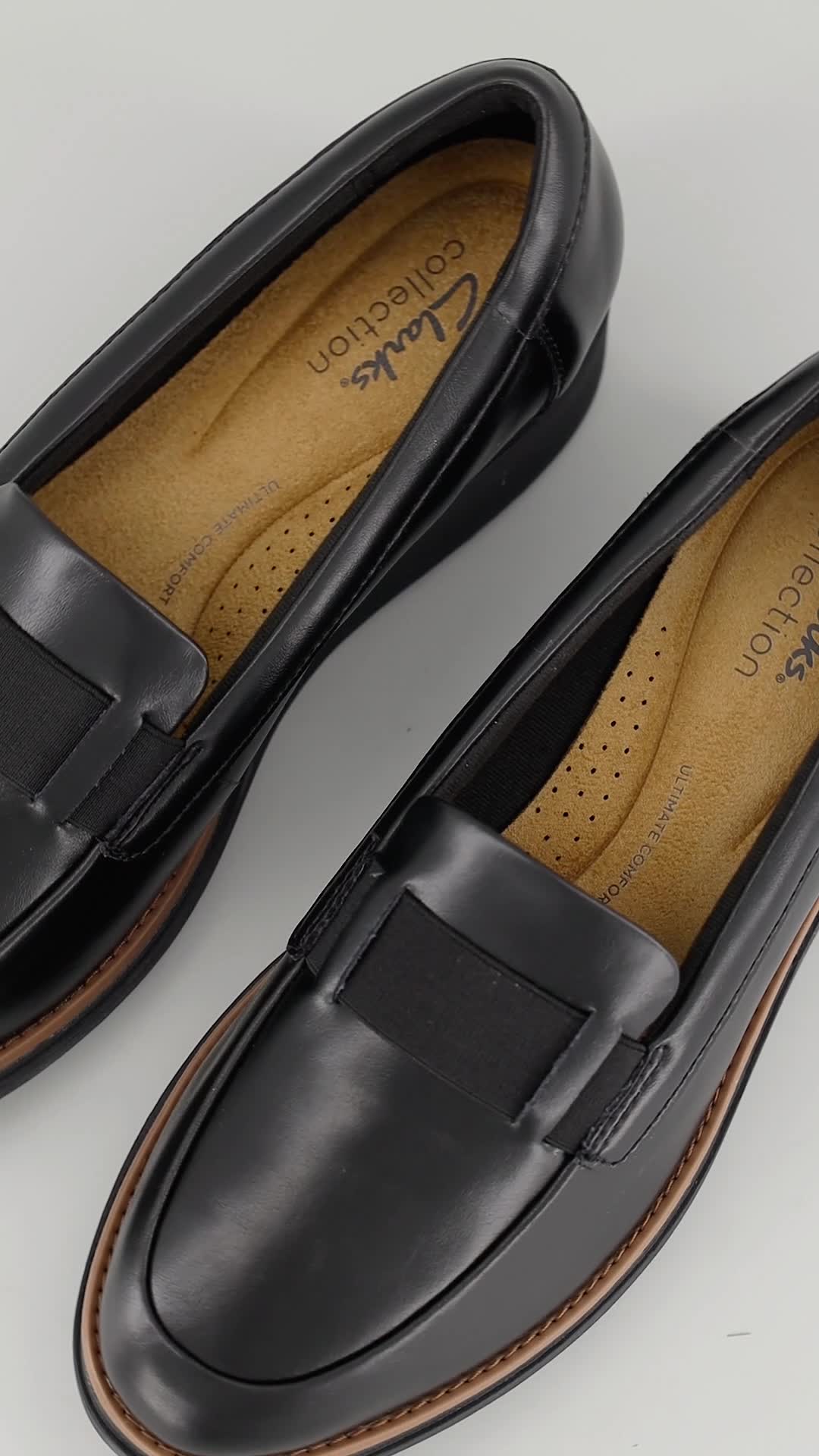 Pantofi loafer wedge din piele Sharon Pace, Negru Clarks (26184342 ...